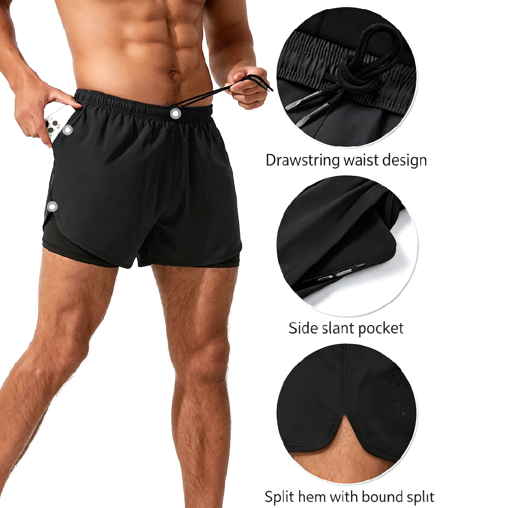 Shorts de corrida 2 em 1 de ci - High And Running Gear avaliação e preço